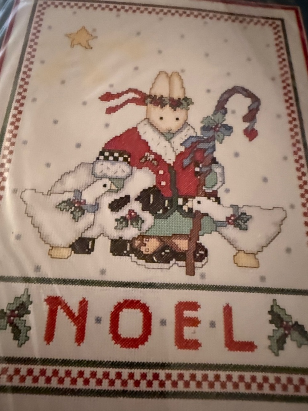 Bucilla Daisy Kingdom Noel Bunny Cross-Stitch Kit - Green, Red, White Goose - Picture 4 of 4